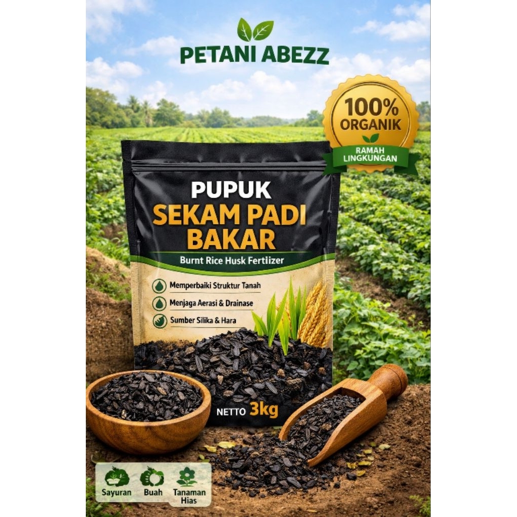 Sekam Padi Bakar 3 Kg / Sekam Padi Bakar Super Halus Media Tanam Sayur & Tanaman Hias – 100% Organik