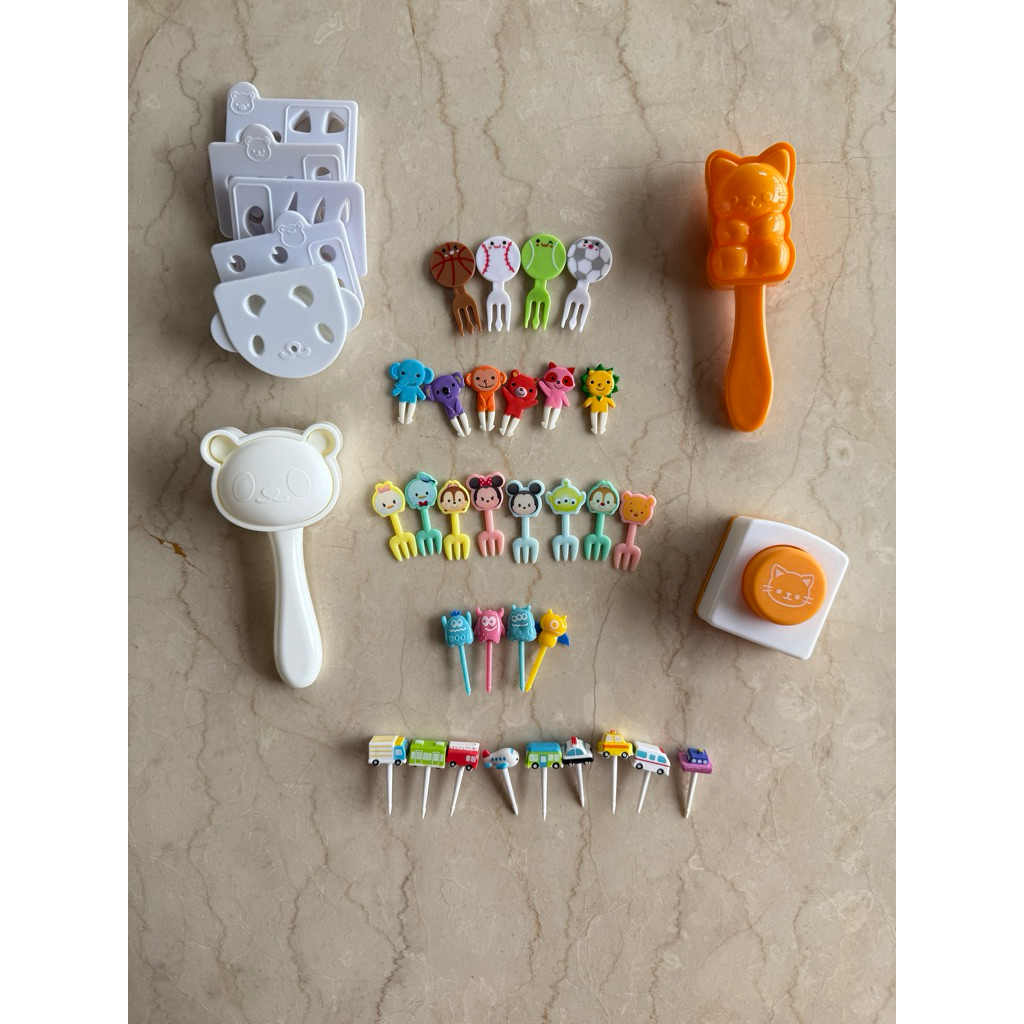 Bento cat panda set garpu buah tusuk 30 pcs karakter disney tsum tsum animal vehicle monster ball be