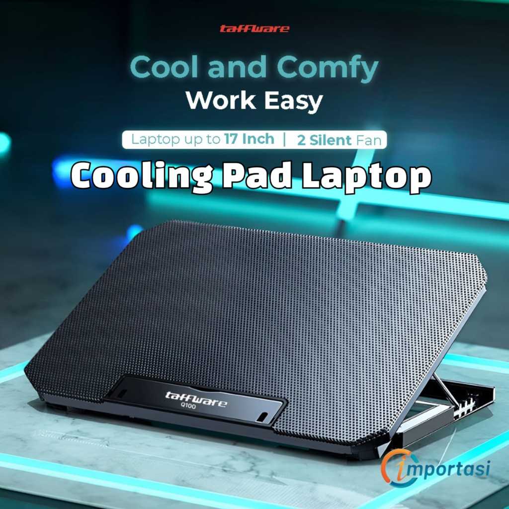 TAFFWARE Cooling Pad pendingin Laptop Macbook Notebook Double Kipas USB 2 Fan 13 - 17 Inch
