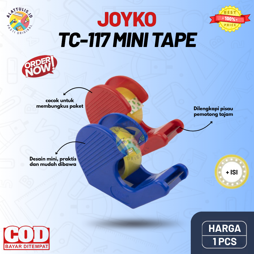 Joyko TC-117 Mini Tape Dispenser + FREE 1 Roll Selotip