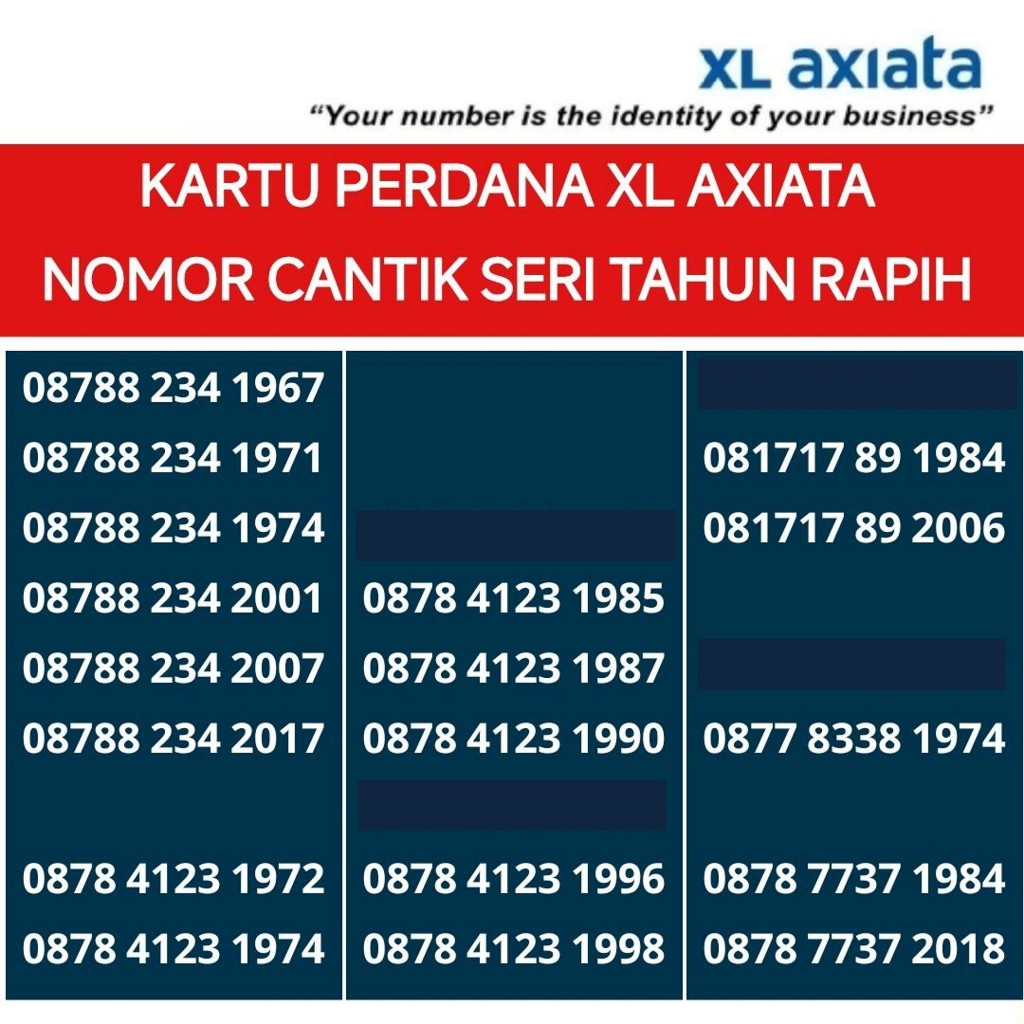 nomor cantik XL seri tahun kartu perdana nomer cantik pilihan dan axis