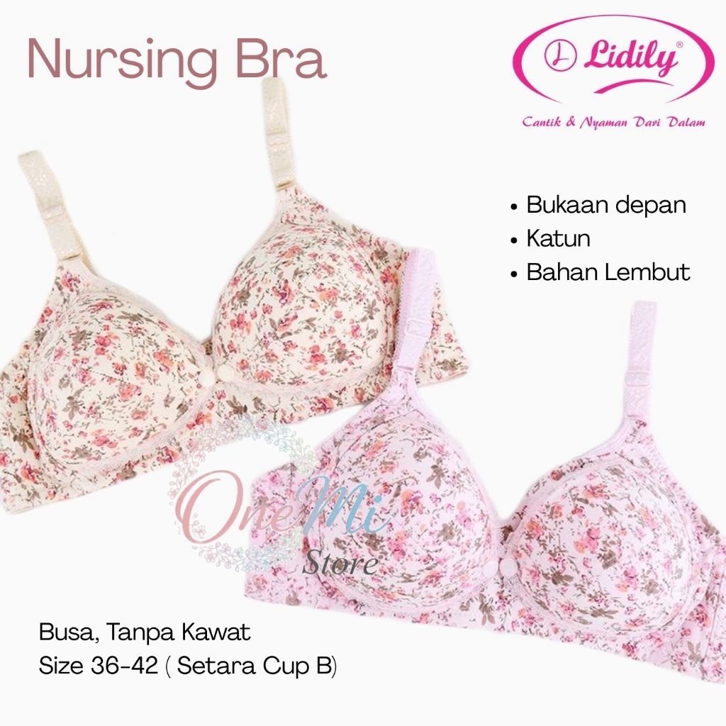 LIDILY Bra LYDYLY BH Menyusui DD 730 Tanpa Kawat, Busa Tipis, size 38-42 Nyaman Dipakai Seharian