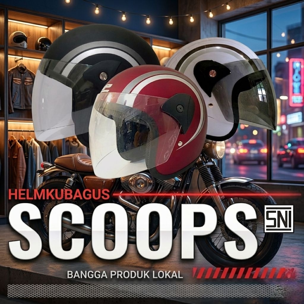 Helm SNI Dewasa model scoops helm wanita putih yellow helm dewasa cewek cowok seperti helm bogo