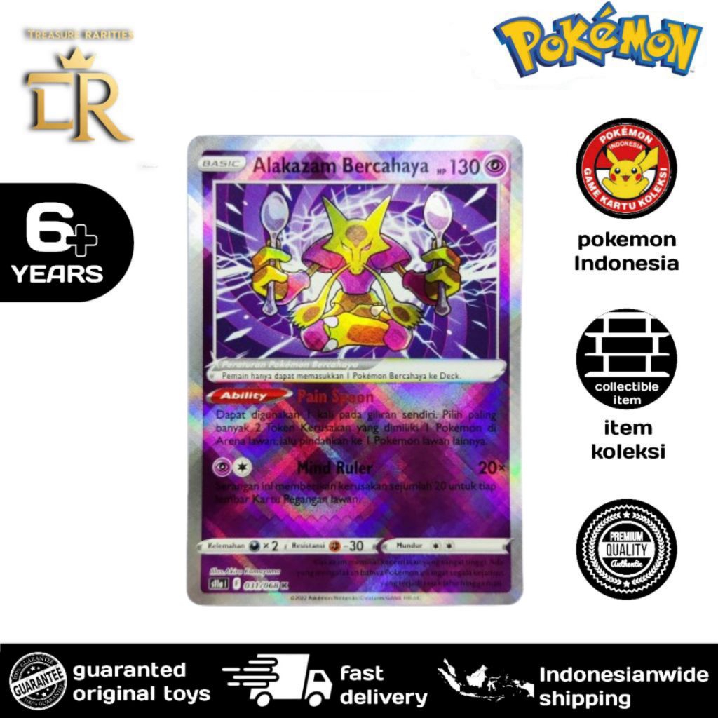 alakazam bercahaya k s11a tcg pokemon indo