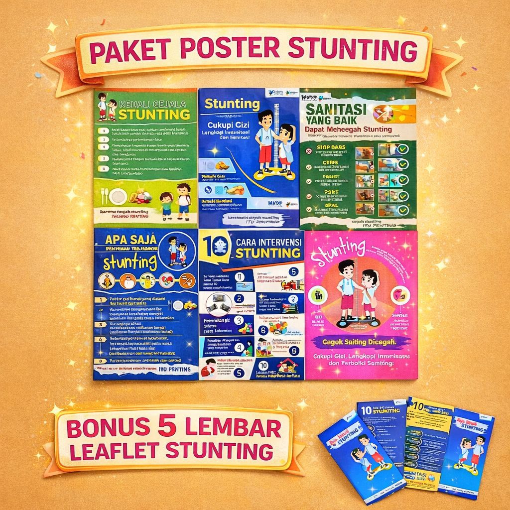 Paket 6 Poster Stunting  - Poster Edukasi Stunting - Poster Kesehatan - Cegah Stunting