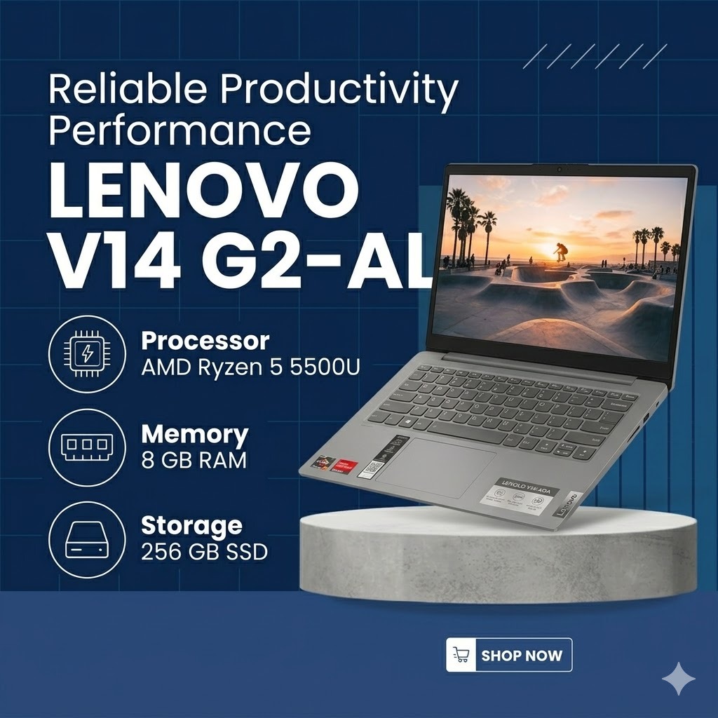 Laptop Lenovo V14 G2-ALC AMD Ryzen 5 5500U Ram 8Gb Ssd 256Gb Windows 11 Siap Pakai