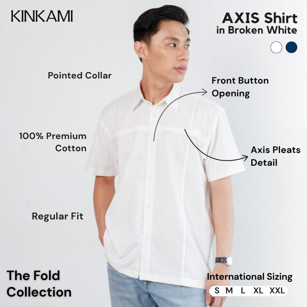 Kemeja Pria Lengan Pendek Premium |  AXIS Shirt Broken White by KINKAMI