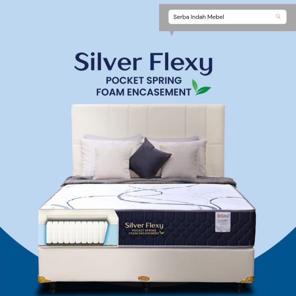 SET SPRING BED CENTRAL SILVER FLEXY DELUXE POCKET MURAH 90 120 160 180 X 200 CM 90X200 120X200 160X2