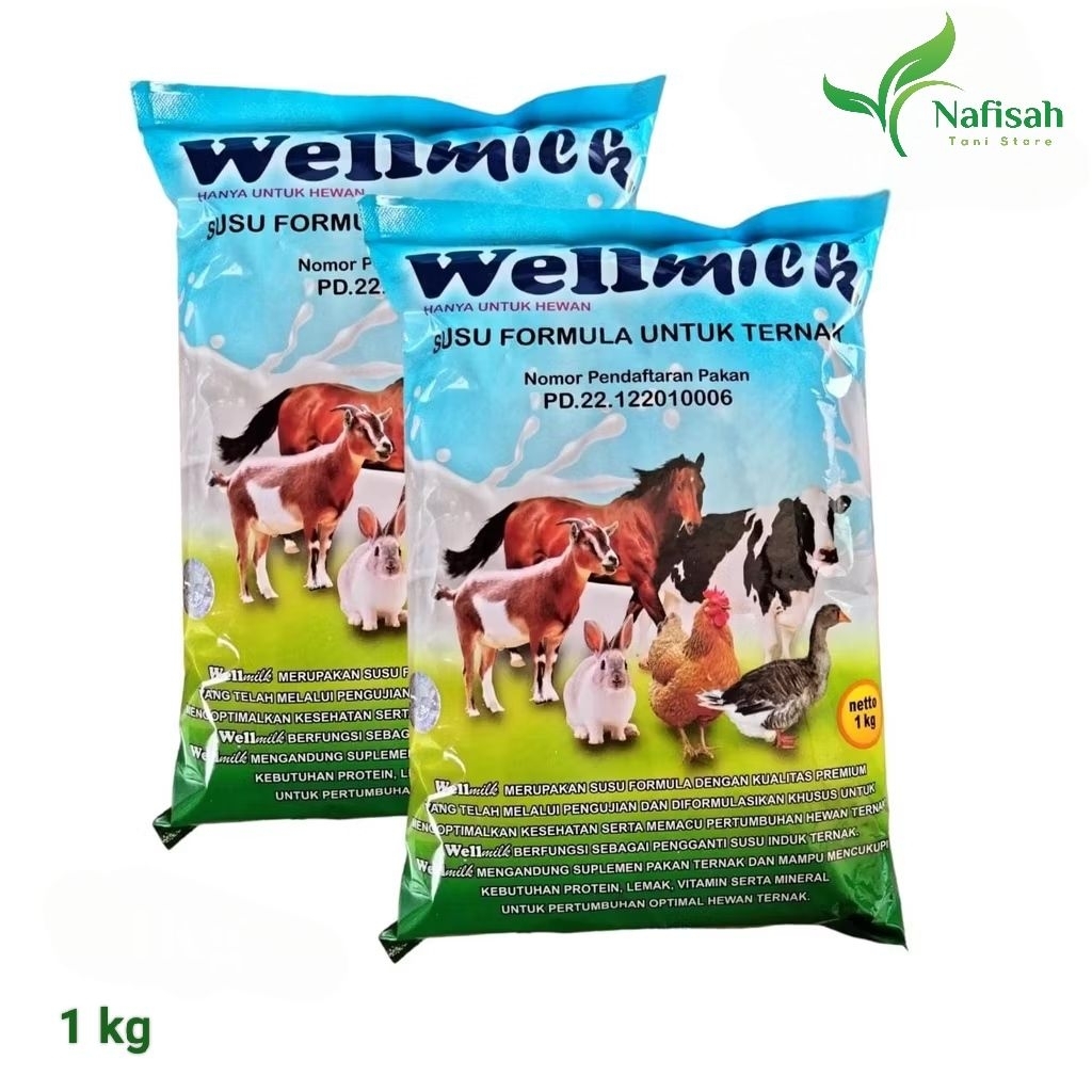 SUSU HEWAN WELLMILK 1 KG premium Untuk Anak Hewan Pengganti Induk Profat Maxinos
