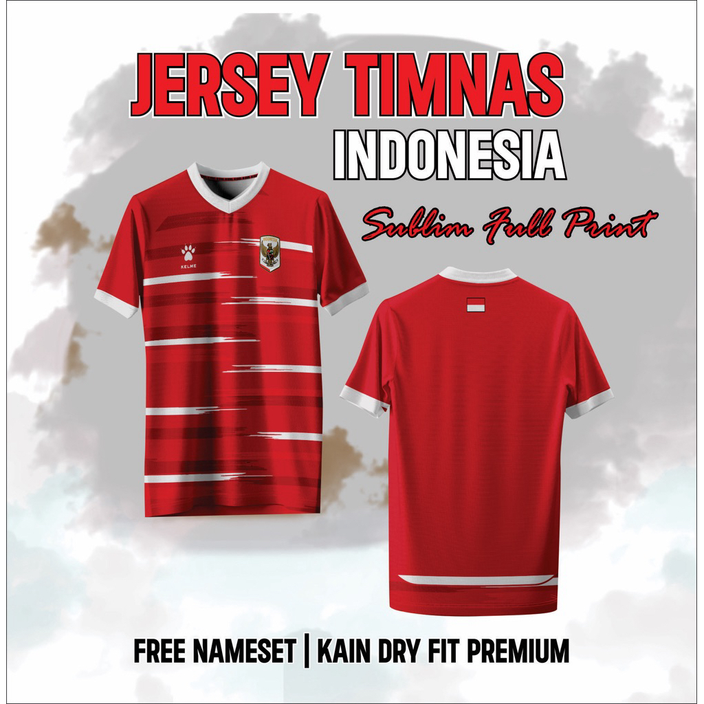 Jersey Baju Timnas Terbaru 2026 Home Indonesia Full Print Free Nameset