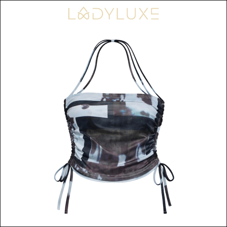 Ladyluxe - Br238 Tanktop | Atasan Tanktop Wanita Baju Summer Lace Sling Tali Leher Halter Crop Top