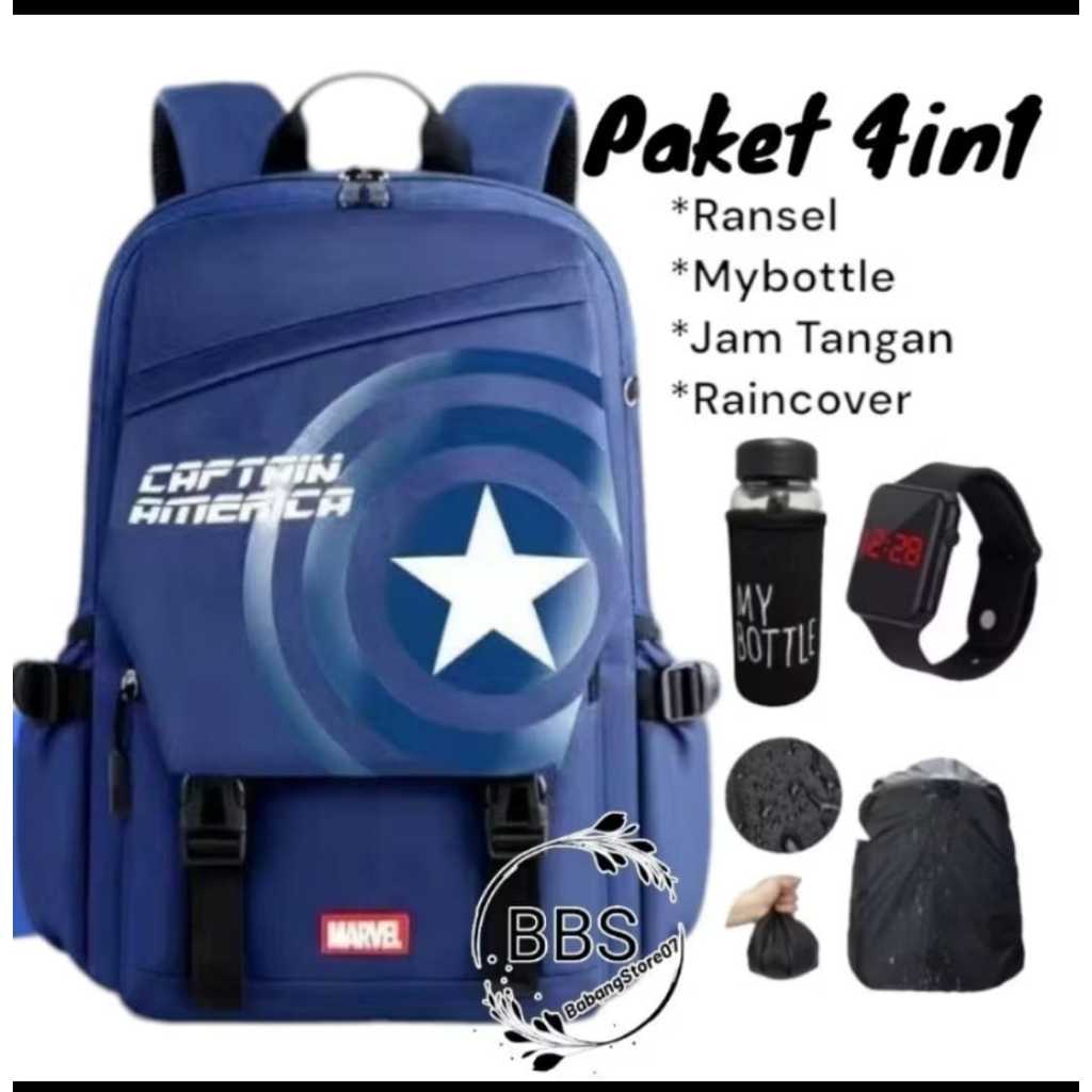 TAS SEKOLAH ANAK TK SD LAKI LAKI IRONMAN SPIDERMAN MARVEL TAS RANSEL ANAK BERBONUS