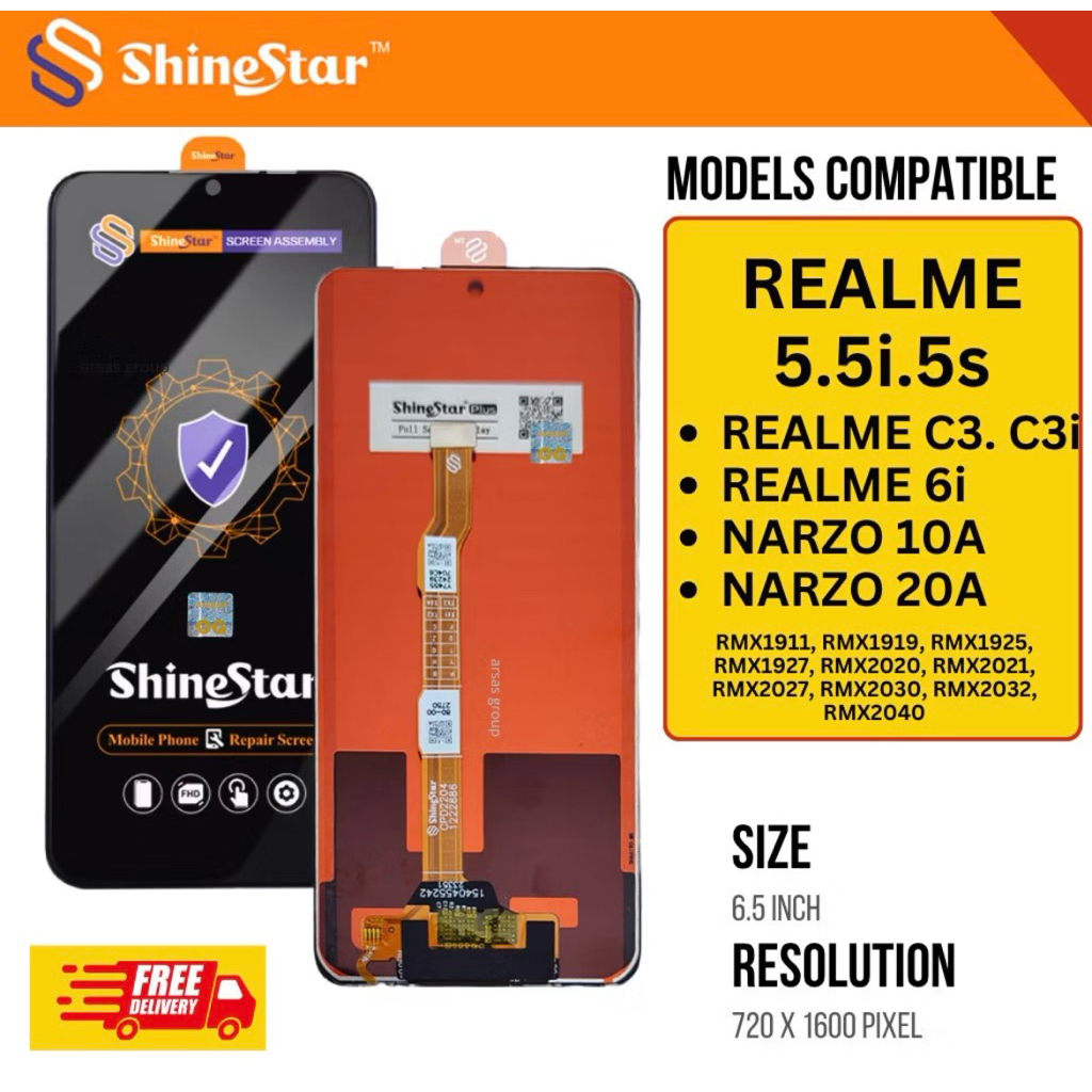 [LCD SHINESTAR]LCD+TS Shinestar KOMPATIBLE Realme 5I/5/5s/6I/C3/C3I/Narzo 10a/A31 2020/A5 2020/A9 20