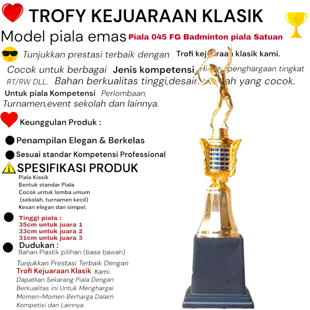 PIALA badminton 045 FG BADMINTON PIALA SATUA