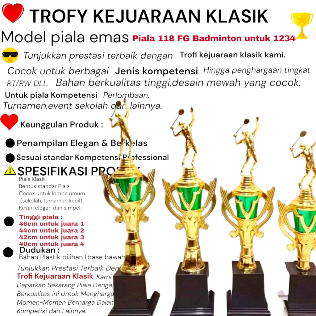 Piala TROPHY 118 Badminton juara 1-4