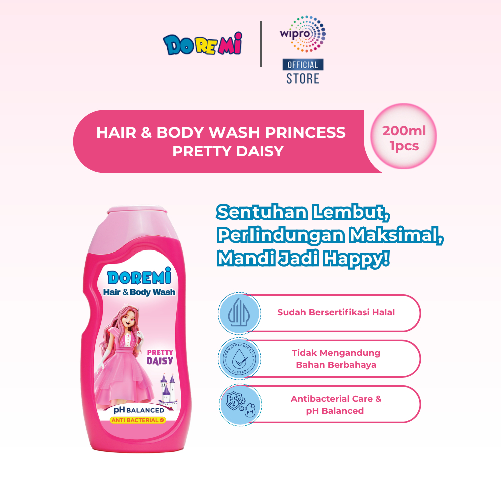 Doremi Hair & Body Wash Princess Pretty Daisy 200ml- Sabun Mandi Cair
