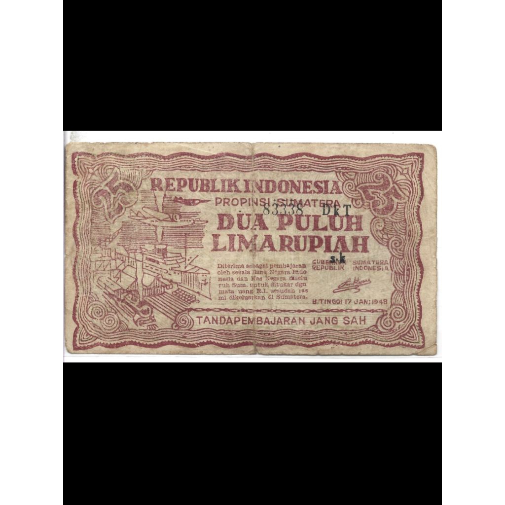 Uang Kuno 25 Rupiah Orida 1948