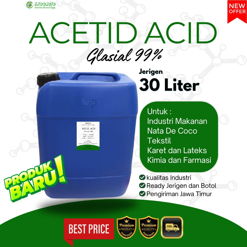 ASAM ASETAT / ACETIC ACID GLASIAL 99% / BIANG CUKA / JERIGEN 5 LITER / ASAM ASETAT FOOD GRADE / CUKA