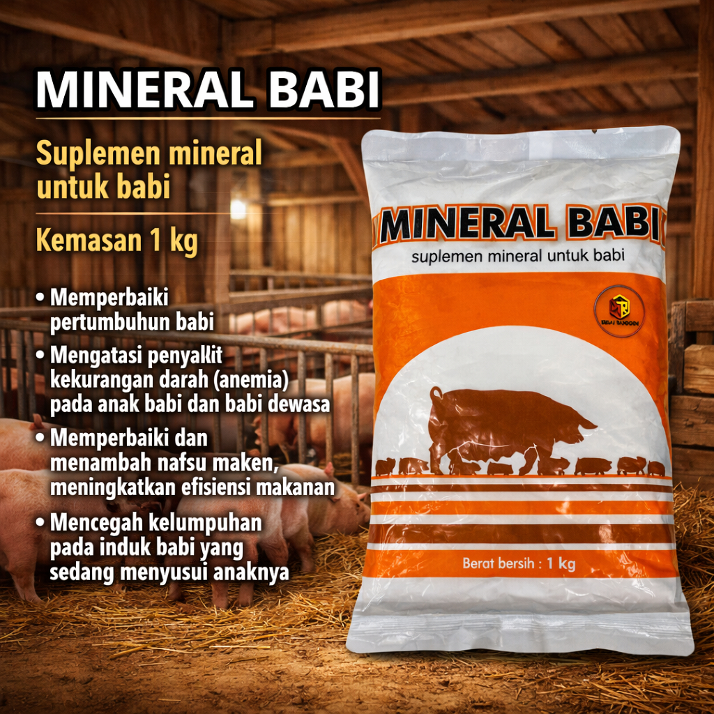 MINERAL BABI Suplemen Mineral Babi Penambah Nafsu Makan & Pertumbuhan | Obat Ternak Babi Anti Anemia