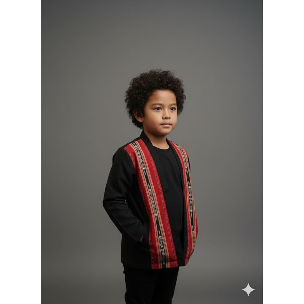 blazer tenun anak Pria motif etnik Maluku