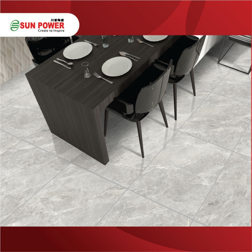 SUN POWER Ravine Grey 60x60 Glazed Polished – Granit Tiles Lantai & Dinding Sun Power Ceramics