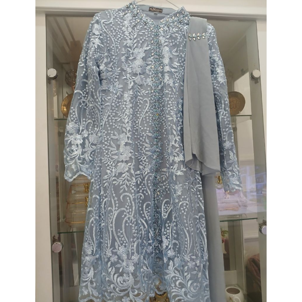 Kebaya Tunik selendang Biru muda