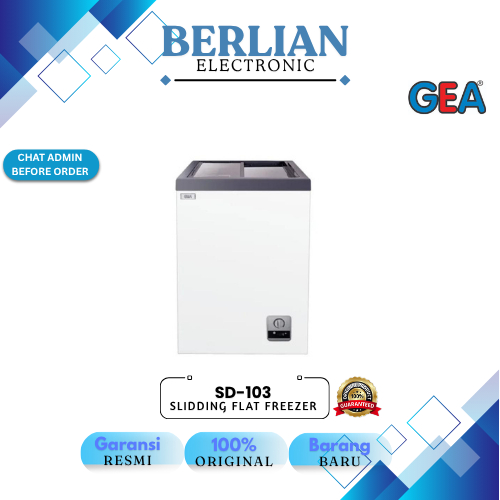 GEA Freezer SD 103 Kulkas Freezer Es Krim Sliding Flat Glass Freezer
