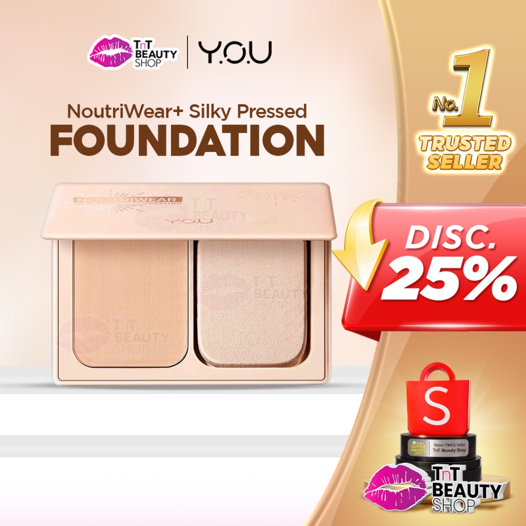 Y.O.U NoutriWear+ Silky Pressed Foundation Full Coverage Oil Control Nourishing YOU TnT Beauty Shop