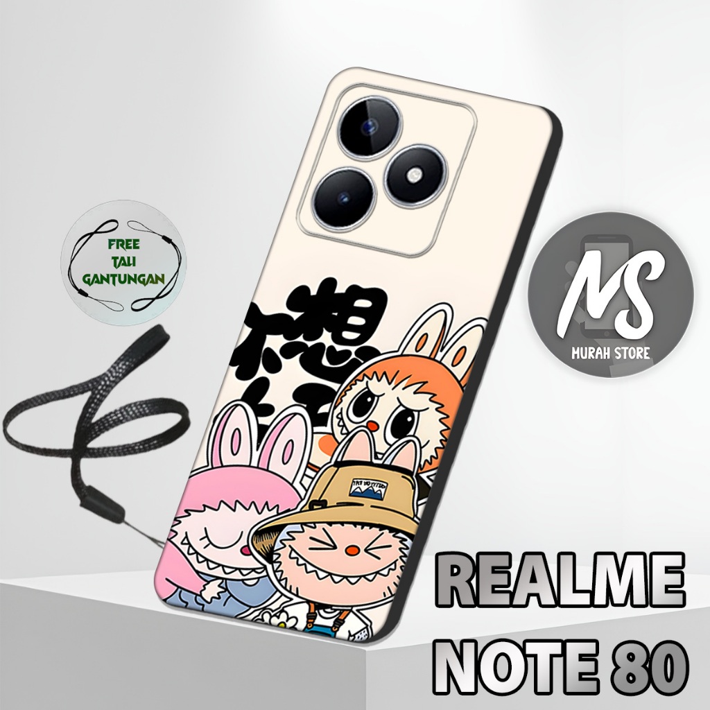 MS25 / Softcase Karet  REALME NOTE 80 + TALI GANTUNGAN HP / Motif Lucu / Case Hp REALME NOTE 80 / Si