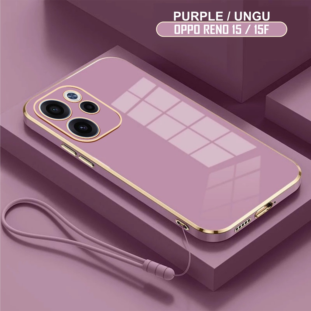 Soft Case Oppo Reno 15F / Reno 15 5G Luxury Plating Mewah Free Tali Lanyard Premium