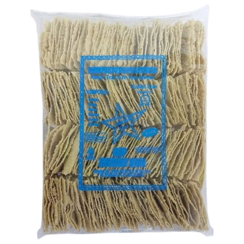 1 Ball krupuk puli mentah rasa bawang/krupuk nasi khas Madiun cap bintang rasa