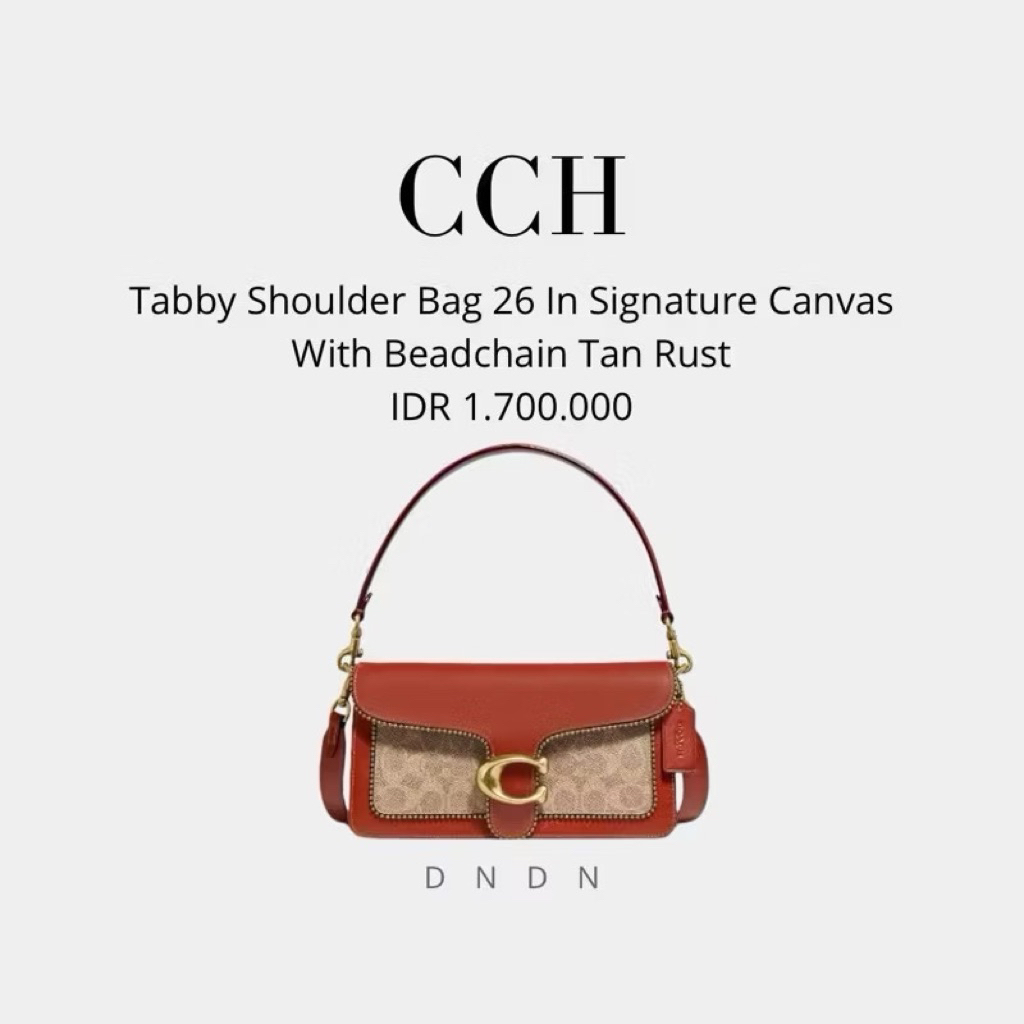 Tabby Shoulder Bag 26 In Signature Canvas With Beadchain Tan Rust