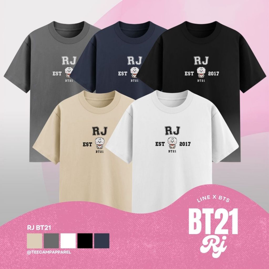 Kaos RJ BT21 x LINE FRIENDS Cotton Combed 30s Premium - Baju Karakter BT21 Uniqlo Style Unisex