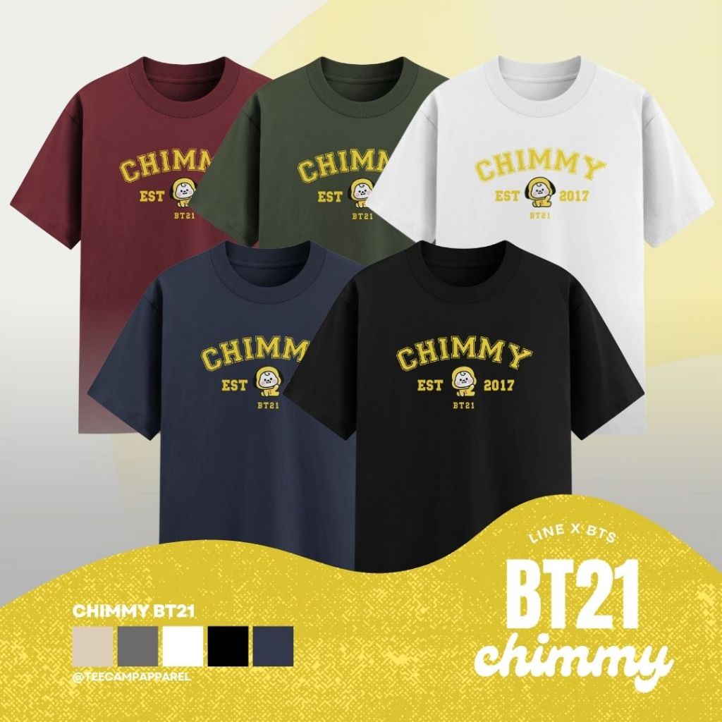 Kaos Chimmy BT21 x LINE FRIENDS Cotton Combed 30s Premium - Baju Karakter BT21 Uniqlo Style Unisex