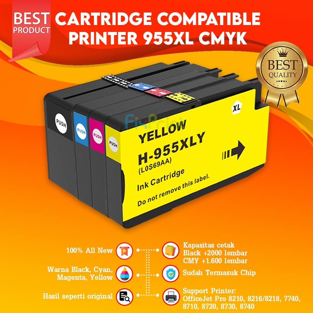 Cartridge Compatible Xantri 955XL 955 XL Tinta Printer Black Cyan Magenta Yellow