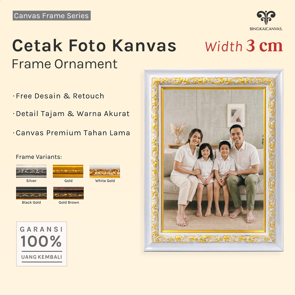 Cetak Foto Bingkai Kanvas 10r - 20r Frame Ornament 3cm Aestethic varian Ukuran