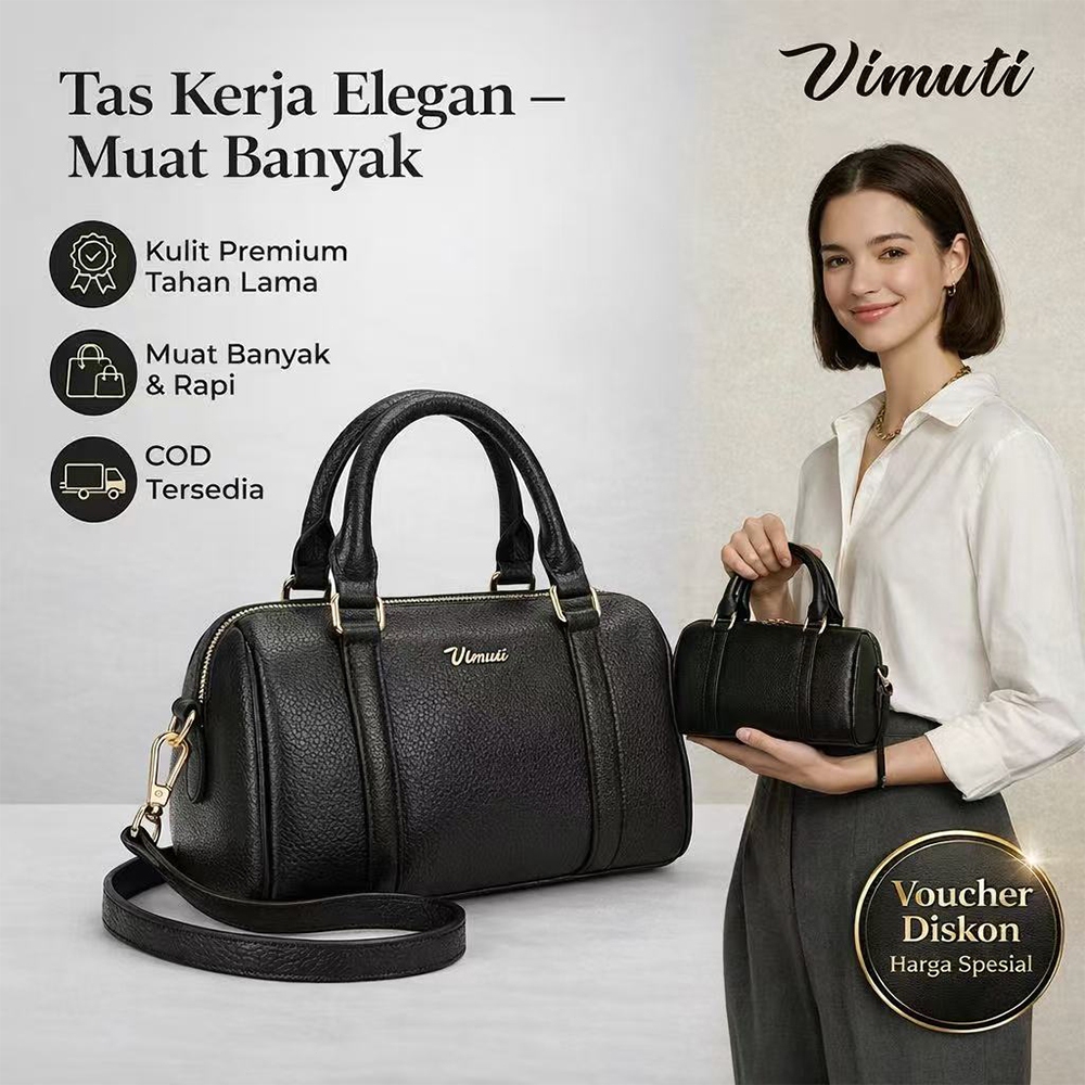 Vimuti Tas Kerja Wanita Elegan Hitam Tas Kantor Muat Banyak Gaya Korea Tas Ibu Ibu Kondangan Mewah B