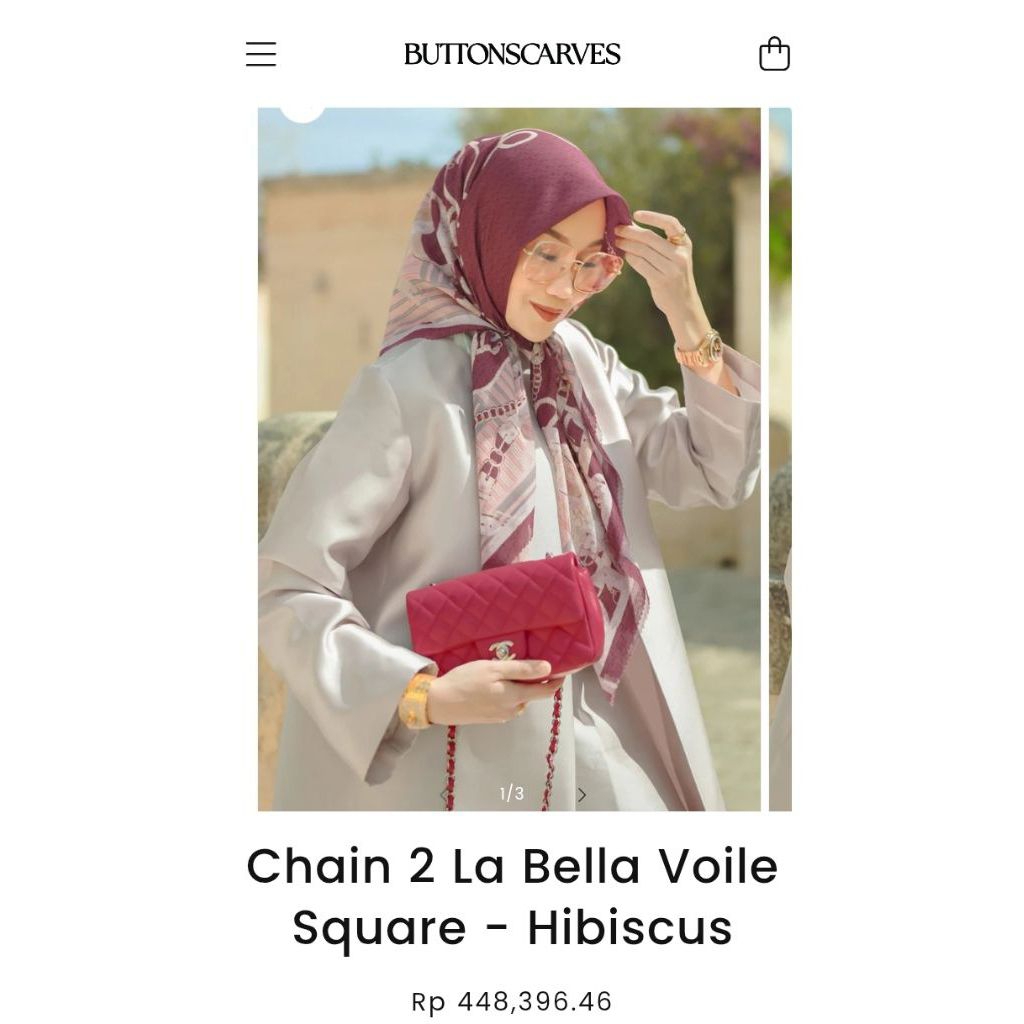 BS Buttonscarves - New - Pink - Chain 2 La Bella Voile Square - Hibiscus