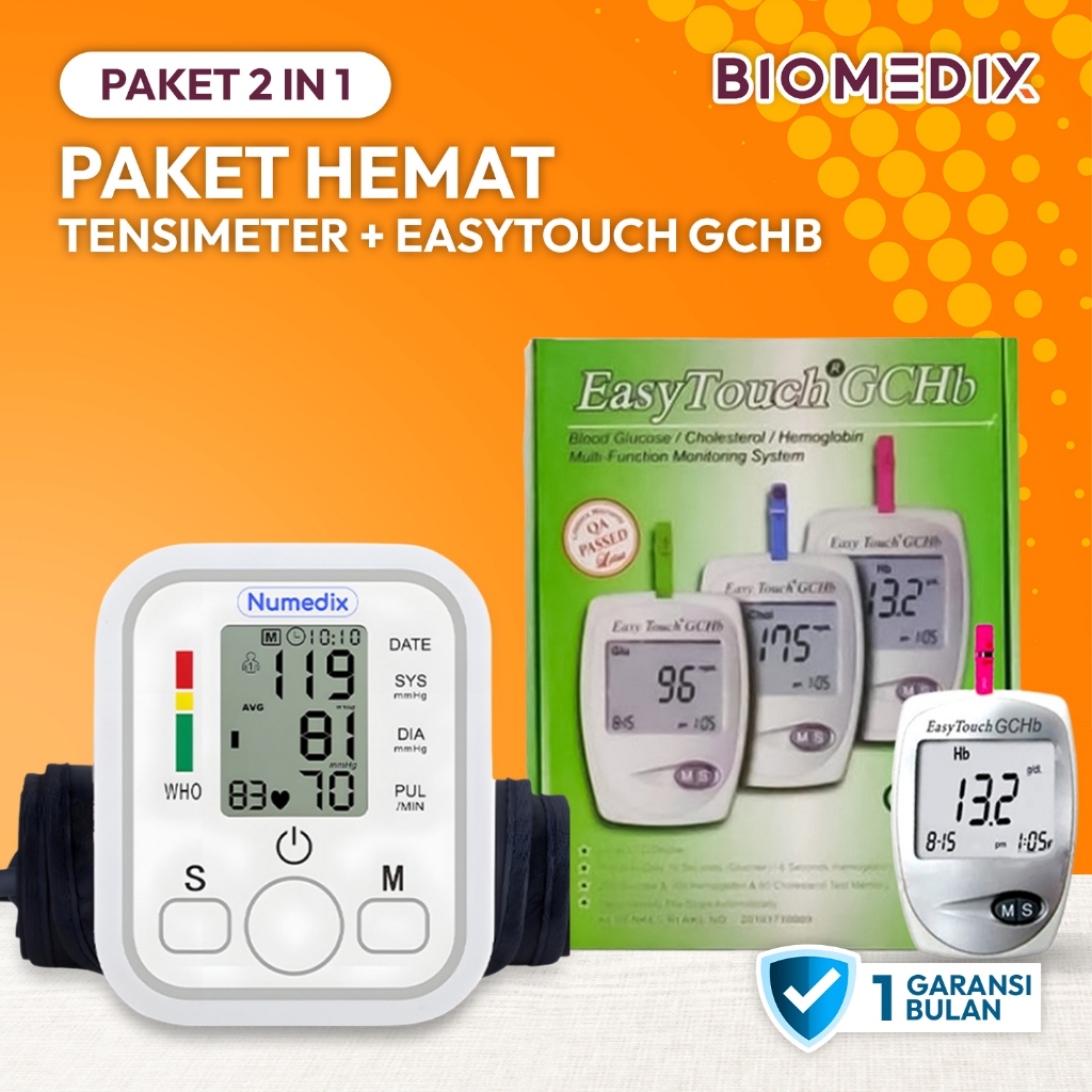 Paket 4 In 1 Tensimeter Easytouch GCHb /Alat Easy Touch GCHb Easytouch Glukosa Cholestrol Hemoglobin