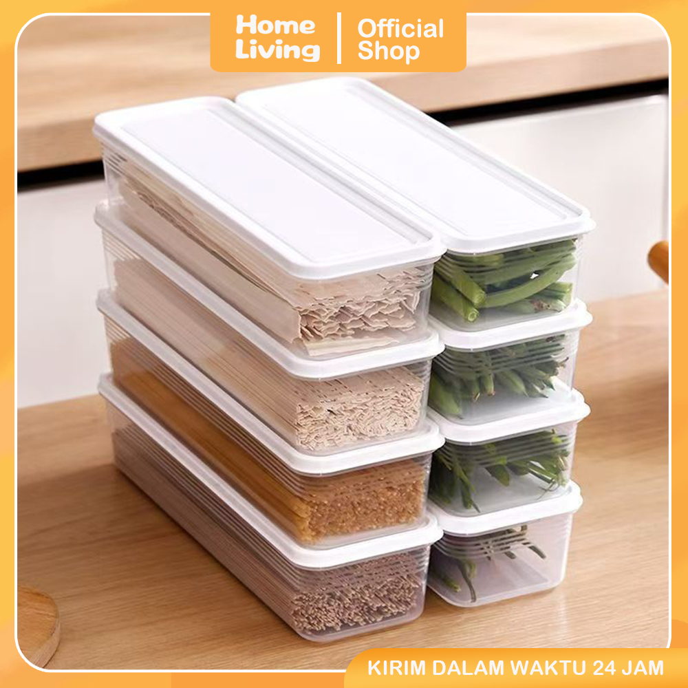 Homeliving Toples Plastik Panjang Serbaguna Wadah Plastik Panjang Simpan Spaghetti Mie Snack Contain