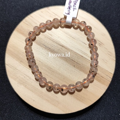 Kyowa Gelang Peach Strawberry Quartz Cream Stroberi Quartz Bracelet 6,4 mm 16 Papan