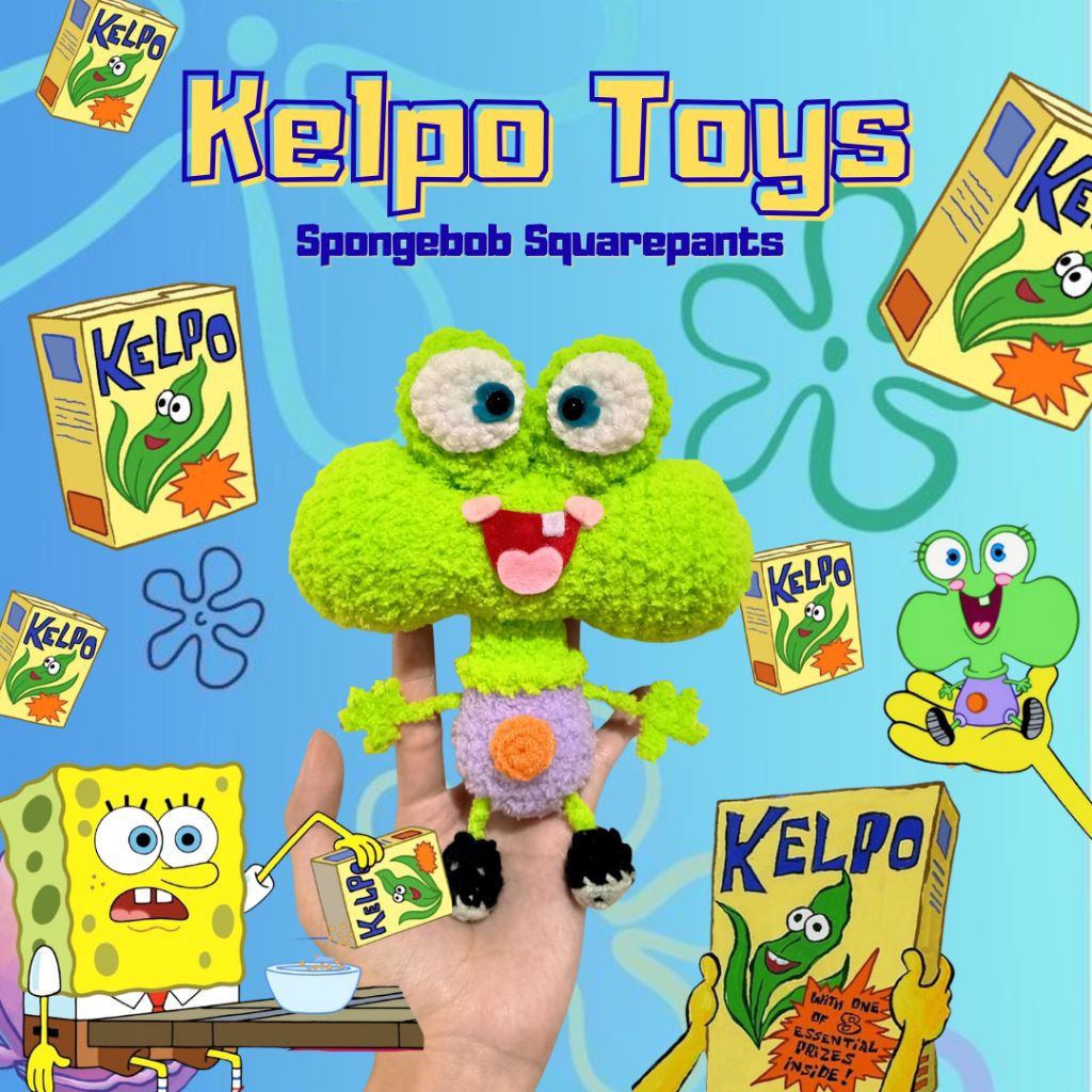 Kelpo Toys Spongebob/ Mainan Kelpo Spongebob/  hadiah sereal Spongebob/ Kelpo Cereal/ crochet/ amigu
