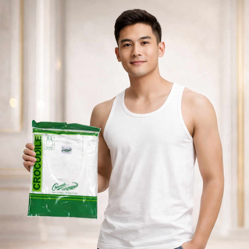 ( 1 Pcs ) Singlet Pria Crocodile 808 | Singlet Putih Polos Crocodile Pria Tipe 808 || Singlet Crocod