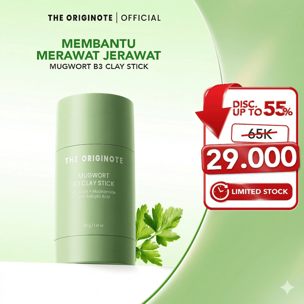 [SPECIAL PRICE] The Originote Mugwort B3 Clay Stick Mask - Masker Wajah Mugwort Acne Menenangkan Waj