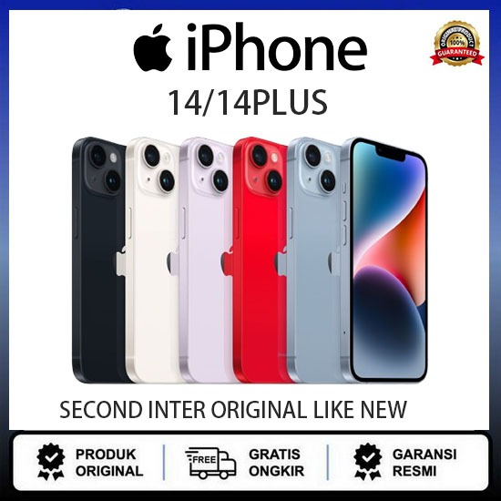 APPLE iphone 14 /14plus 128GB SECOND HP 14 /14plus INTER ORIGINAL IP14BERGARANSI 1 FULLSET MULUES LI