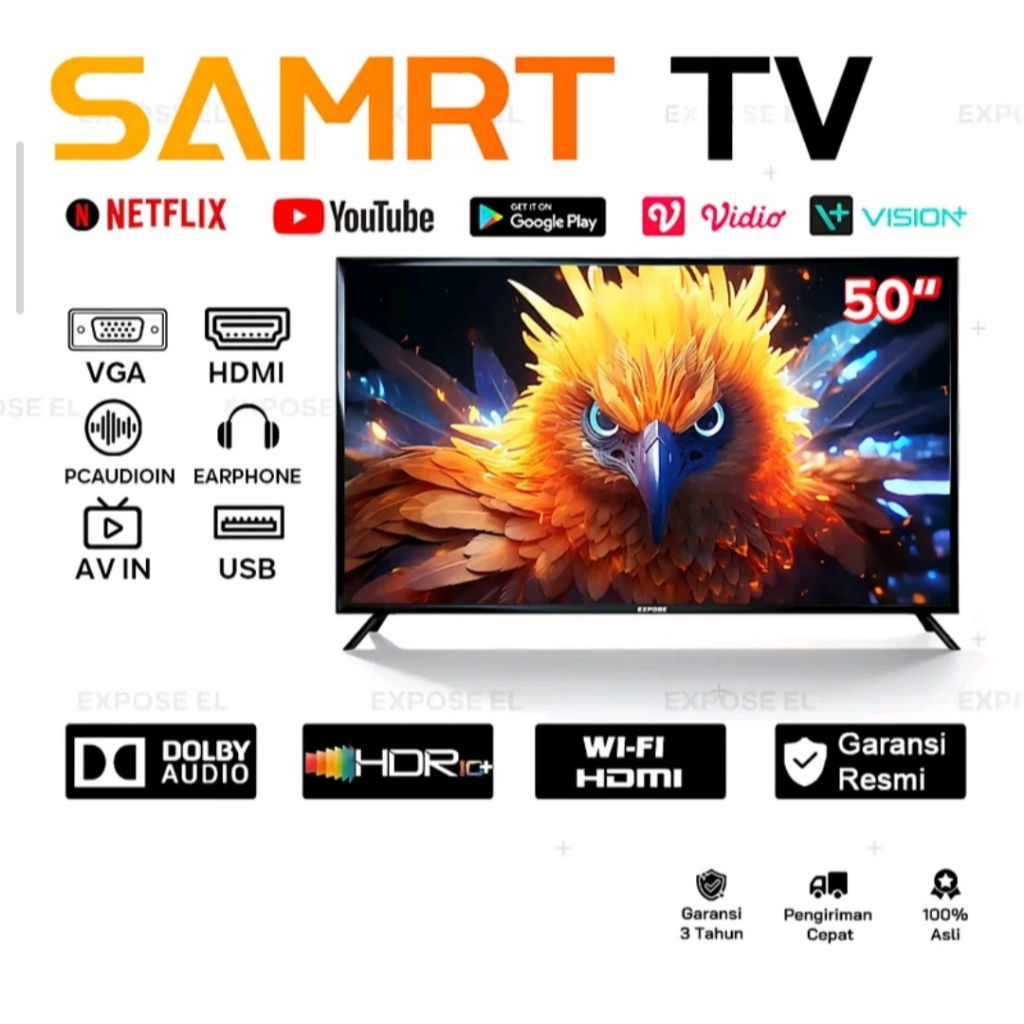 Smart TV 50 in gratis netflix 1 tahun Bisa COD