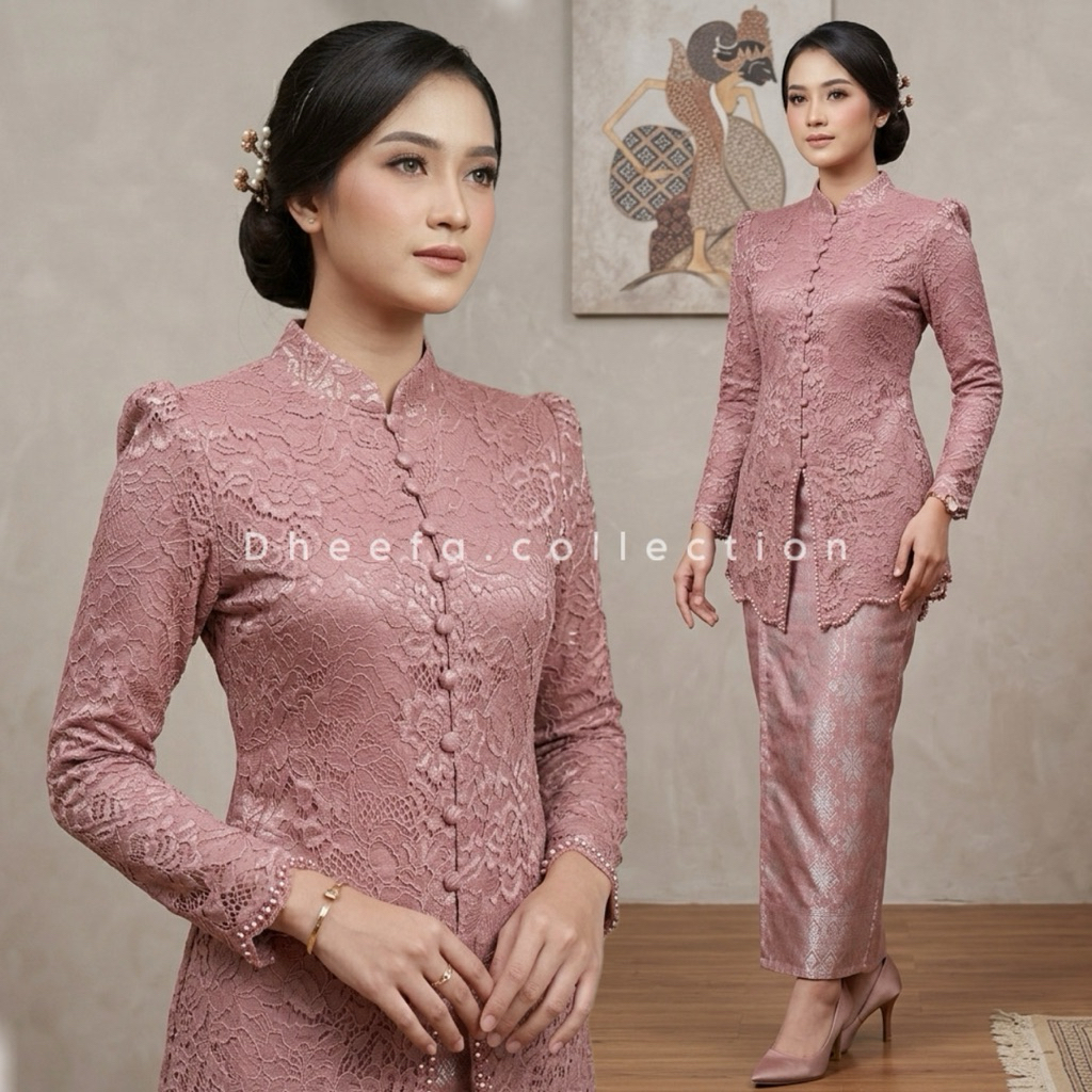 Dheefa-Atasan blouse kebaya modern Payet outfit wisuda dan pesta terbaru/Baju kebaya brokat pesta/ou