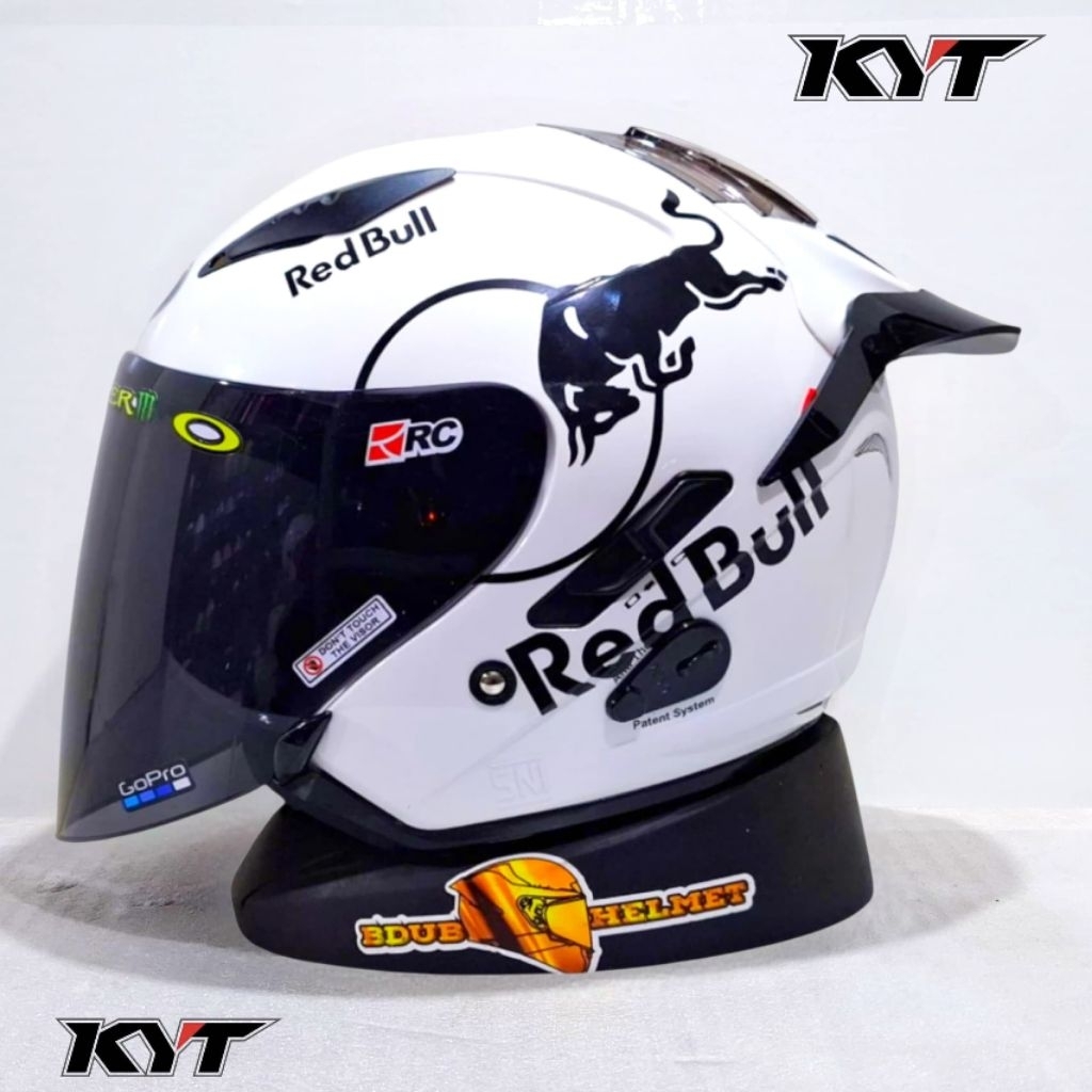 Helm KYT galaxy flat r white paket ganteng original KYT