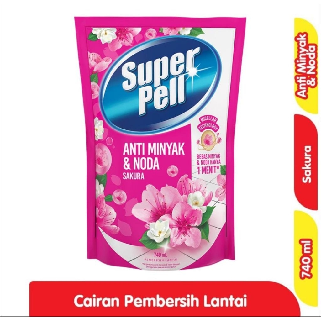 Pembersih Lantai Super Pell Twinpack 740ml pink