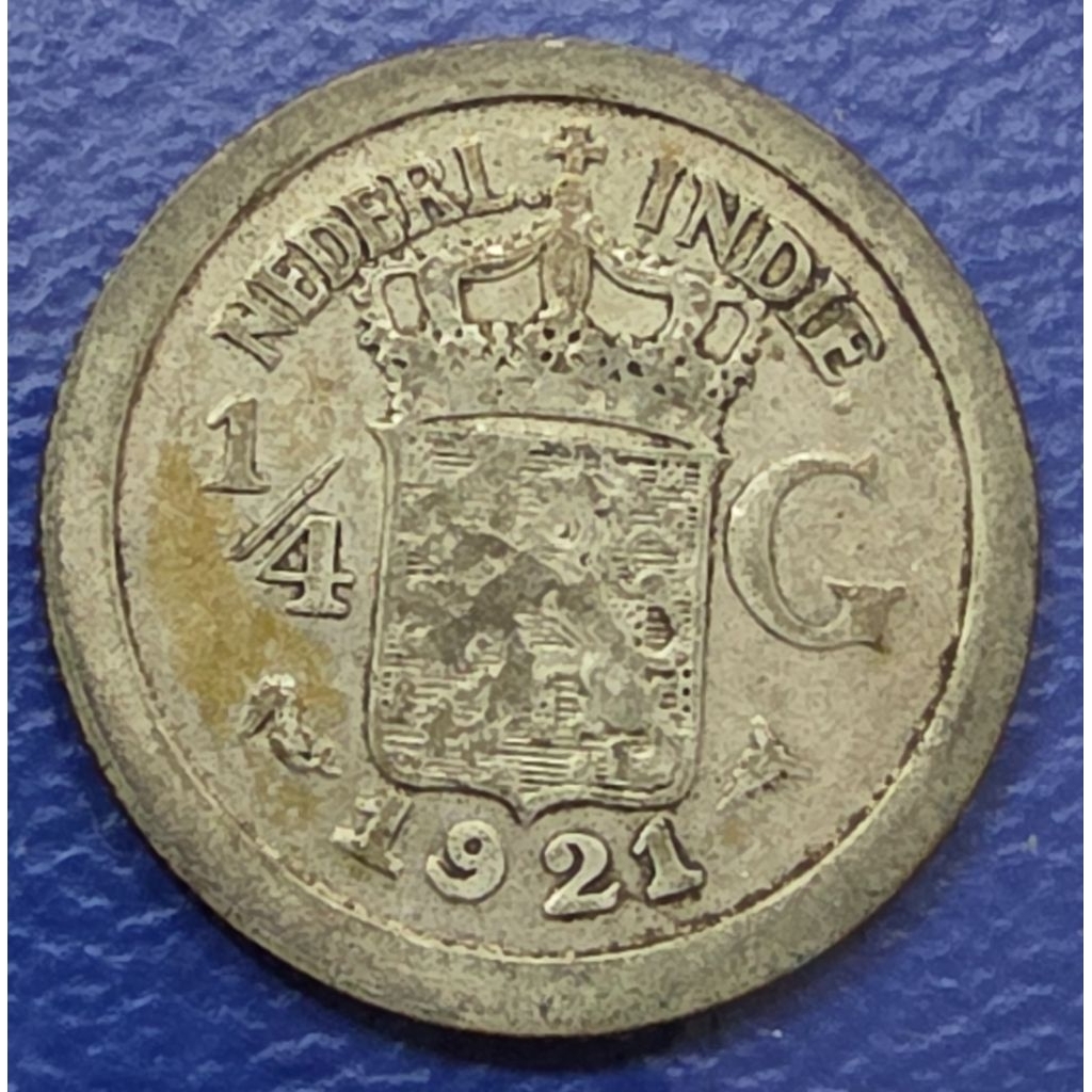 Koin Perak ¼ Gulden 1921 Wilhelmina